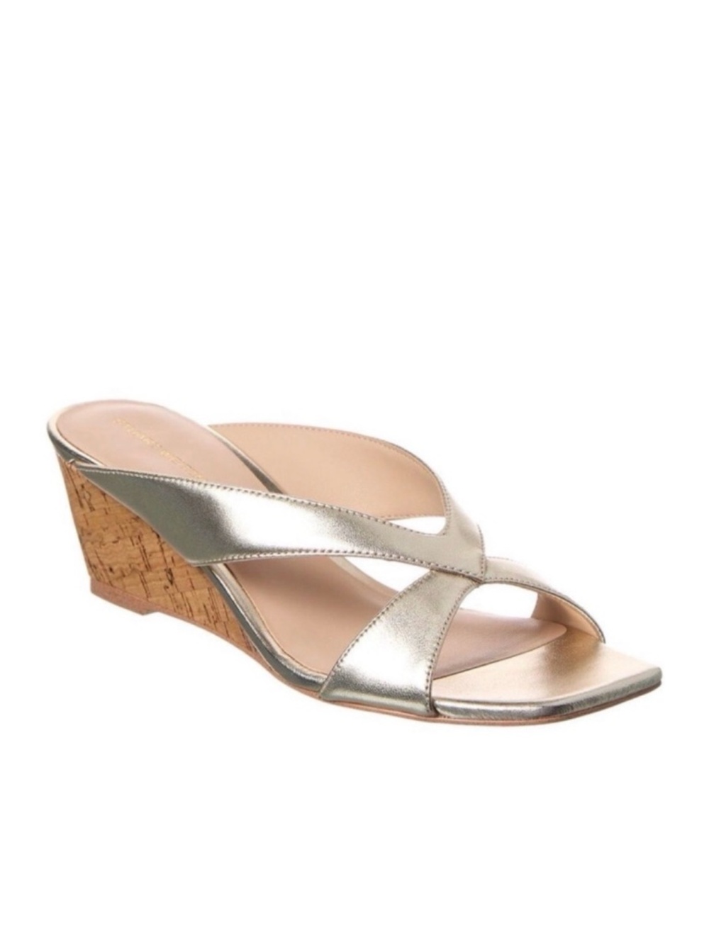 New Stuart Weitzman Miami Wedge Slide Sandal In Platino Sz 9